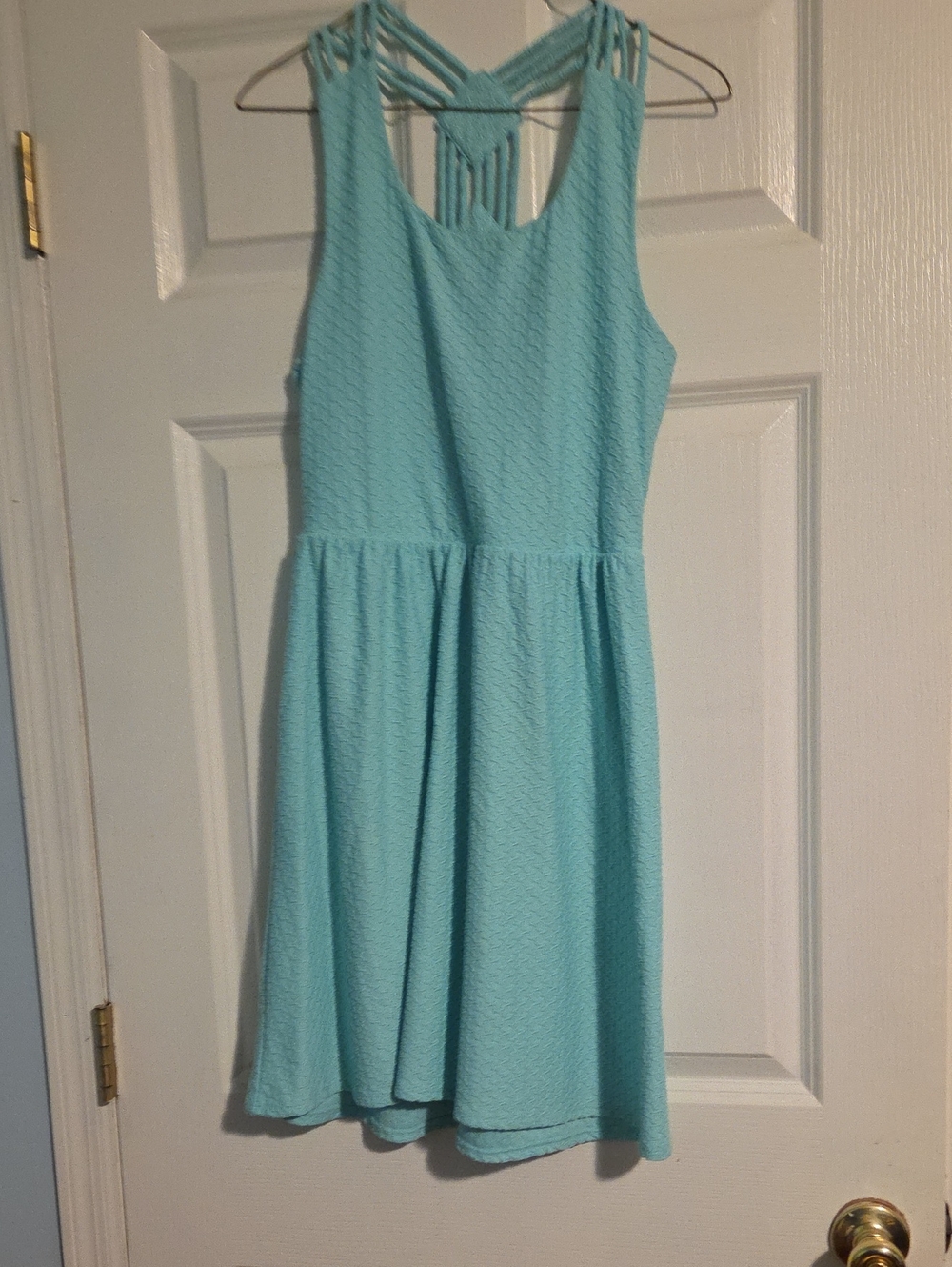 Maurices Light Aqua Textured Tank with Braided Strap Detail